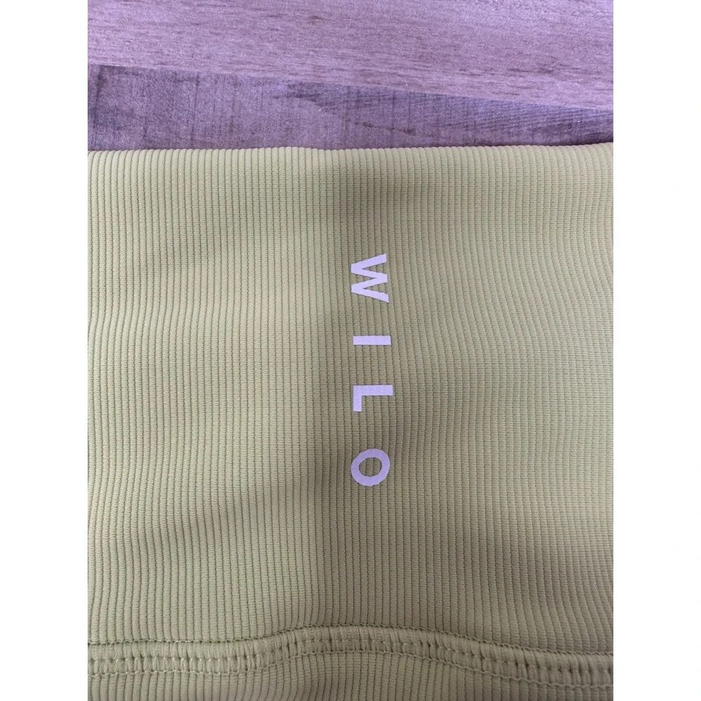 Wilo The Label Anthropologie Ribbed Lime Green Capri Ruched Leggings Size XSmall - Picture 7 of 9